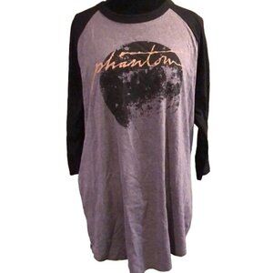 Phantom Print Abstract Moon Design Gray with Black Sleeves Short Sleeves Tee Shi